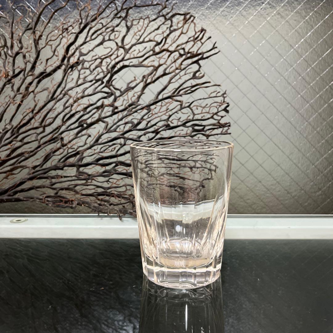 骨董　時代ガラス　希少　寸胴型　切子　水飲みコップ　ウランガラス　１客