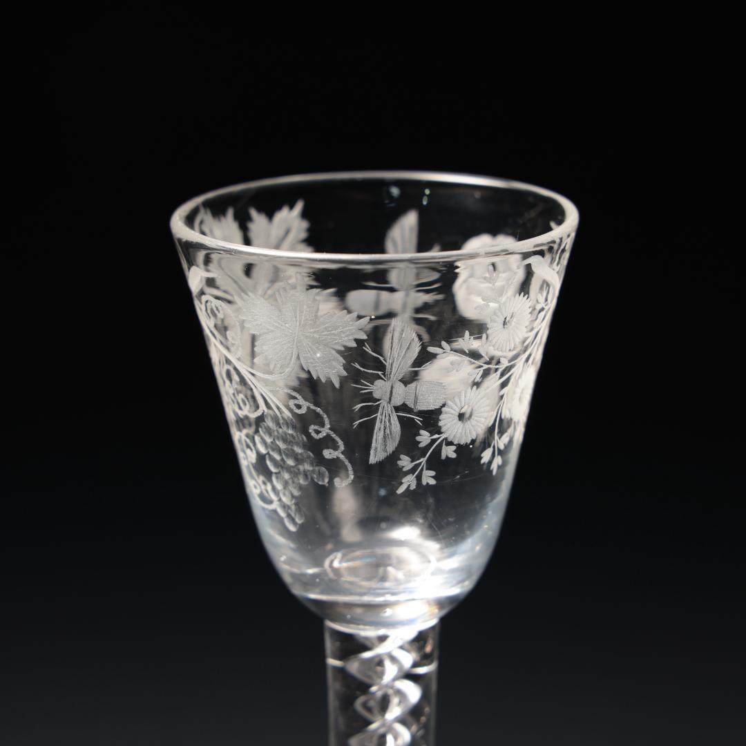 アンティークグラス　ジャコバイト　葡萄と蜂　ツイストステムR1542ダI