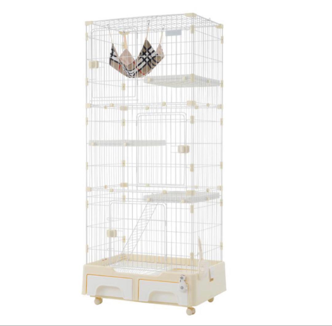 キャットケージ　ペットケージ　高さ188cm 猫用品　大型　イエロー　ペット用品