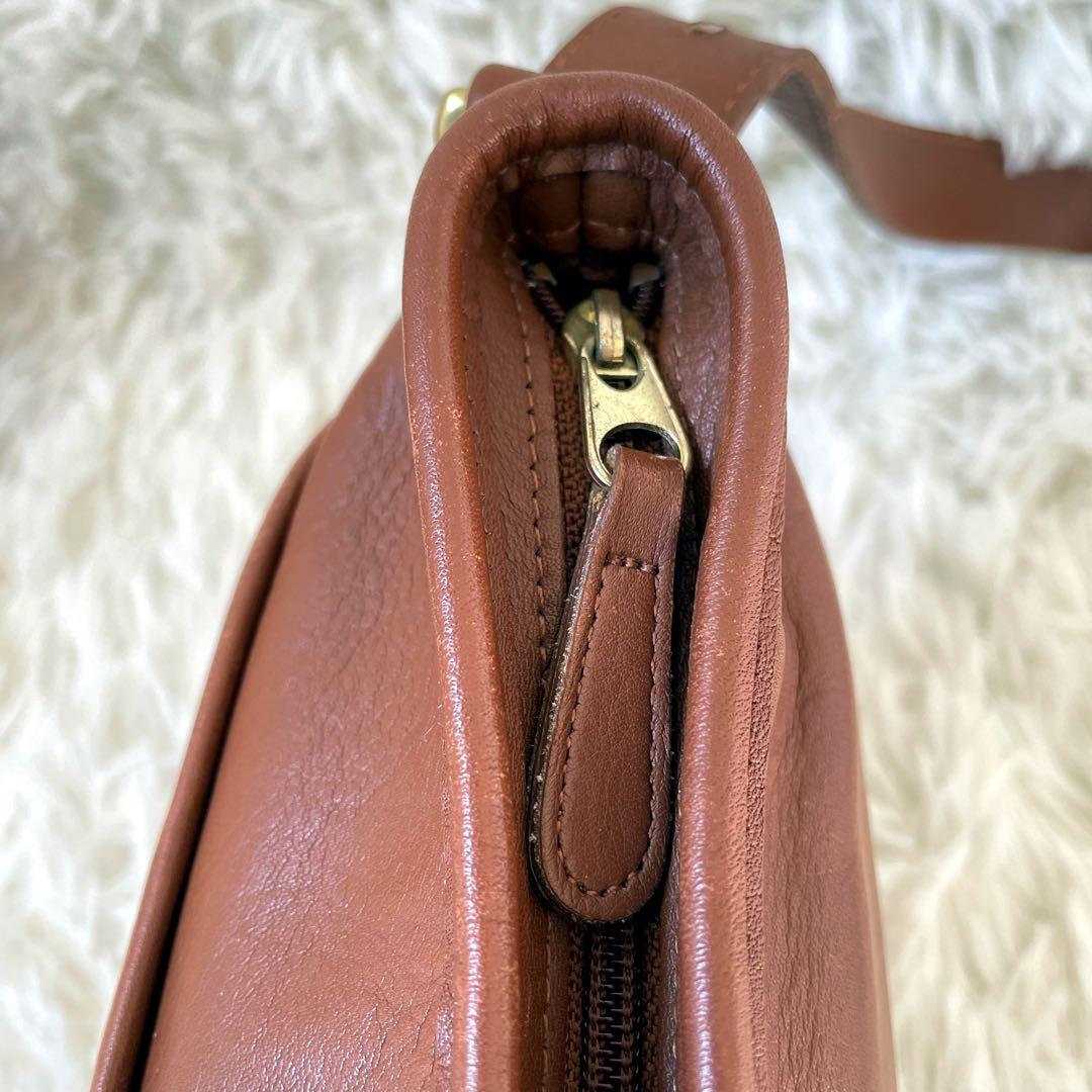 COACHオールドコーチ　ブラウンレザーショルダーバッグUSA製4143
