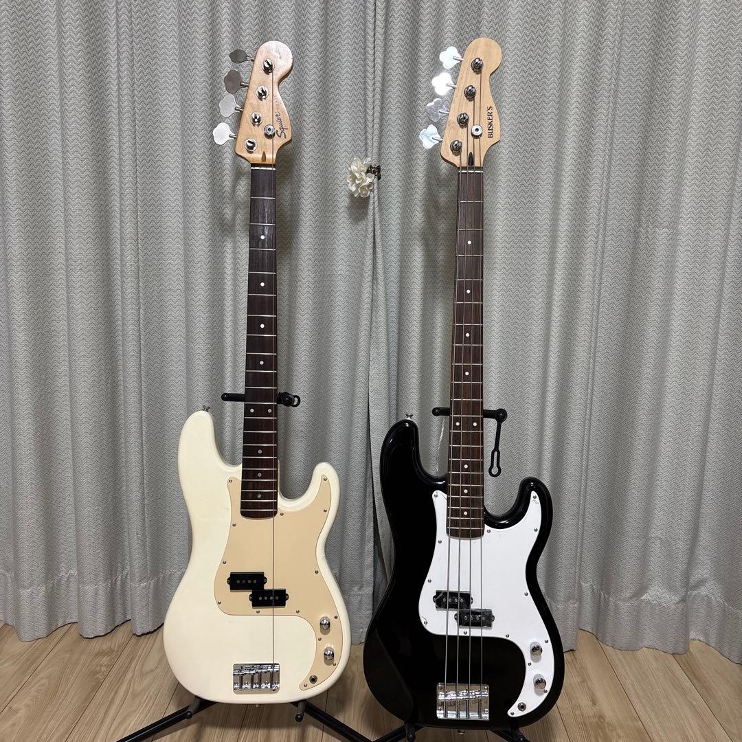 SquierとBUSKER'S プレベ(ネックを外して発送)