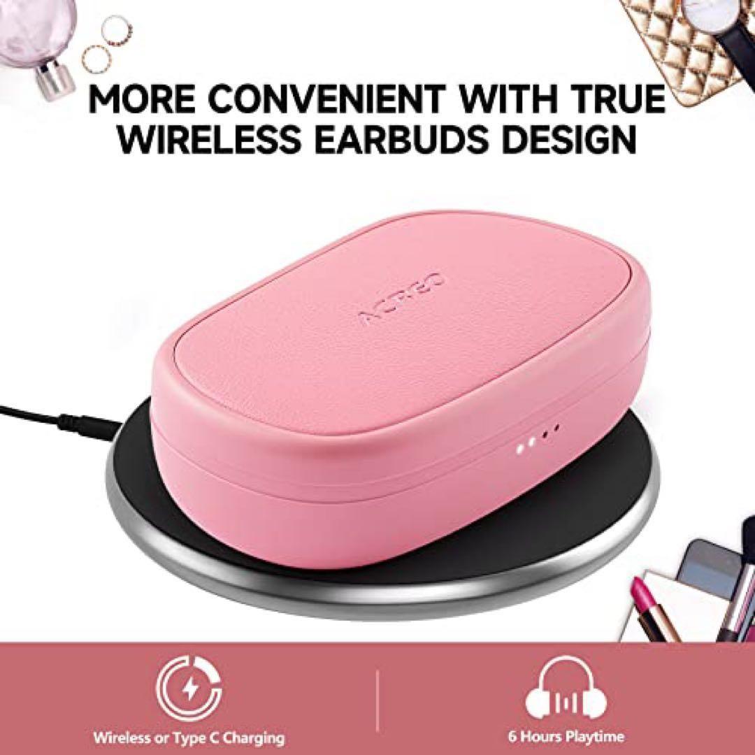 ワイヤレスイヤホン ピンク イヤホン Bluetooth 生活防水 ブラック