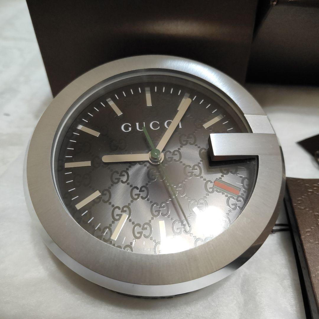 GUCCI 置時計 シルバー グレー