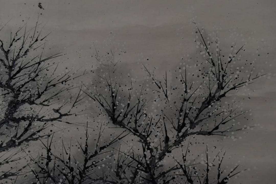 【真作】広本進/春日/梅花小禽図/早春図/掛軸/名家伝来/AA-142