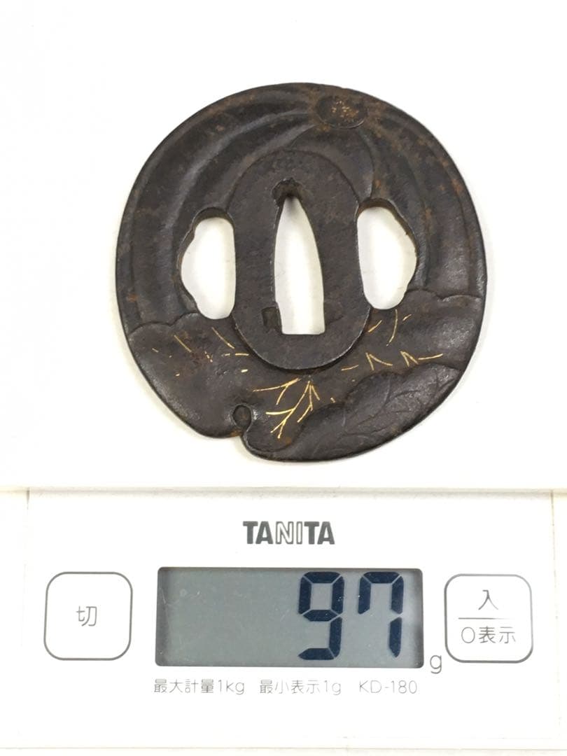 S163葉紋鉄鍔 武具 刀装具