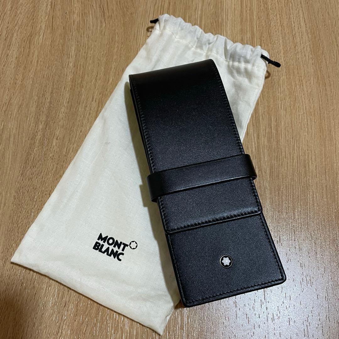 MONT BLANC ブラックレザー　ペンケース　3本