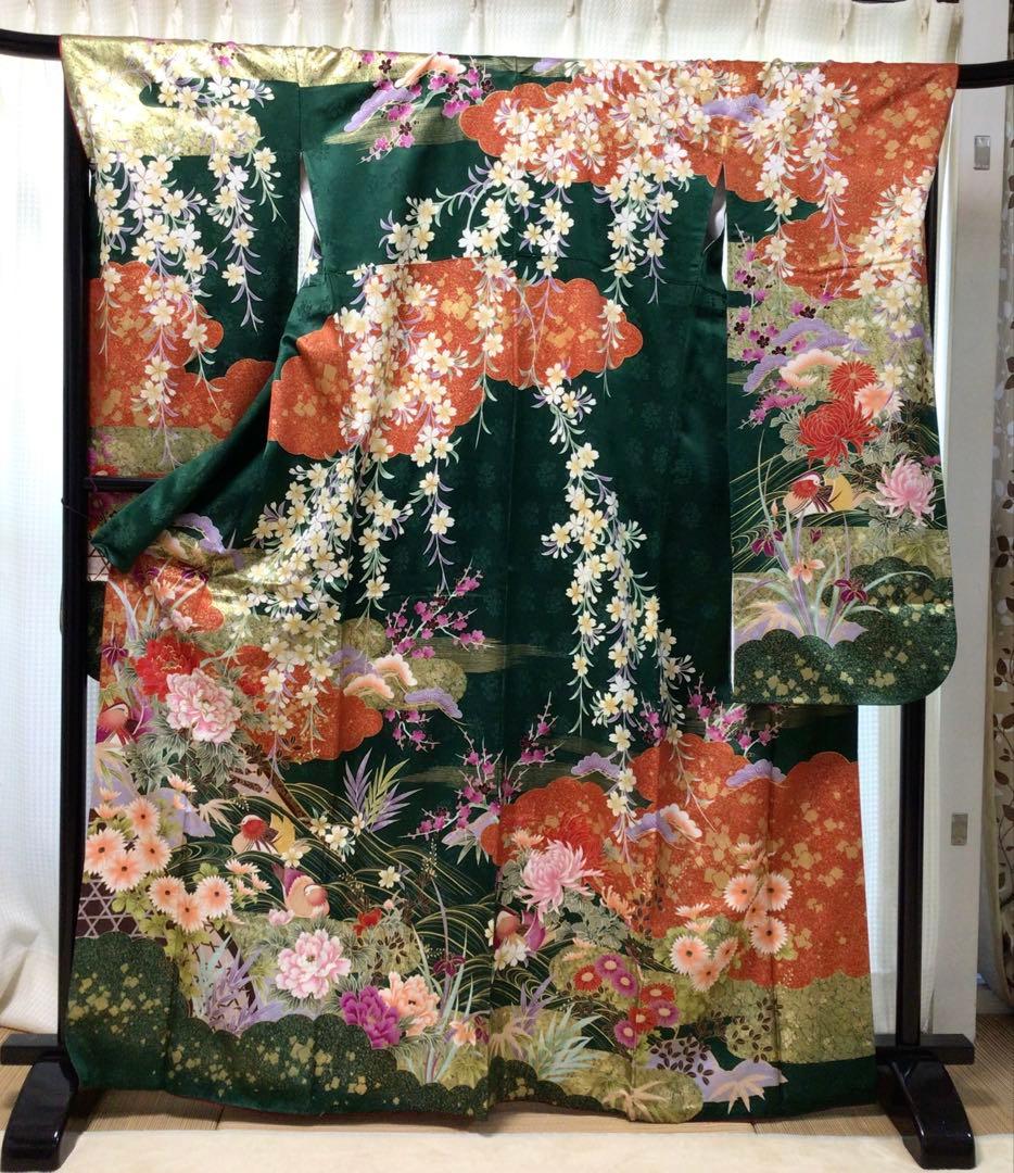 早い者勝ち❗️最安値中❗️お仕立て上り振袖　正絹　総柄　古典柄　長襦袢サービス付き