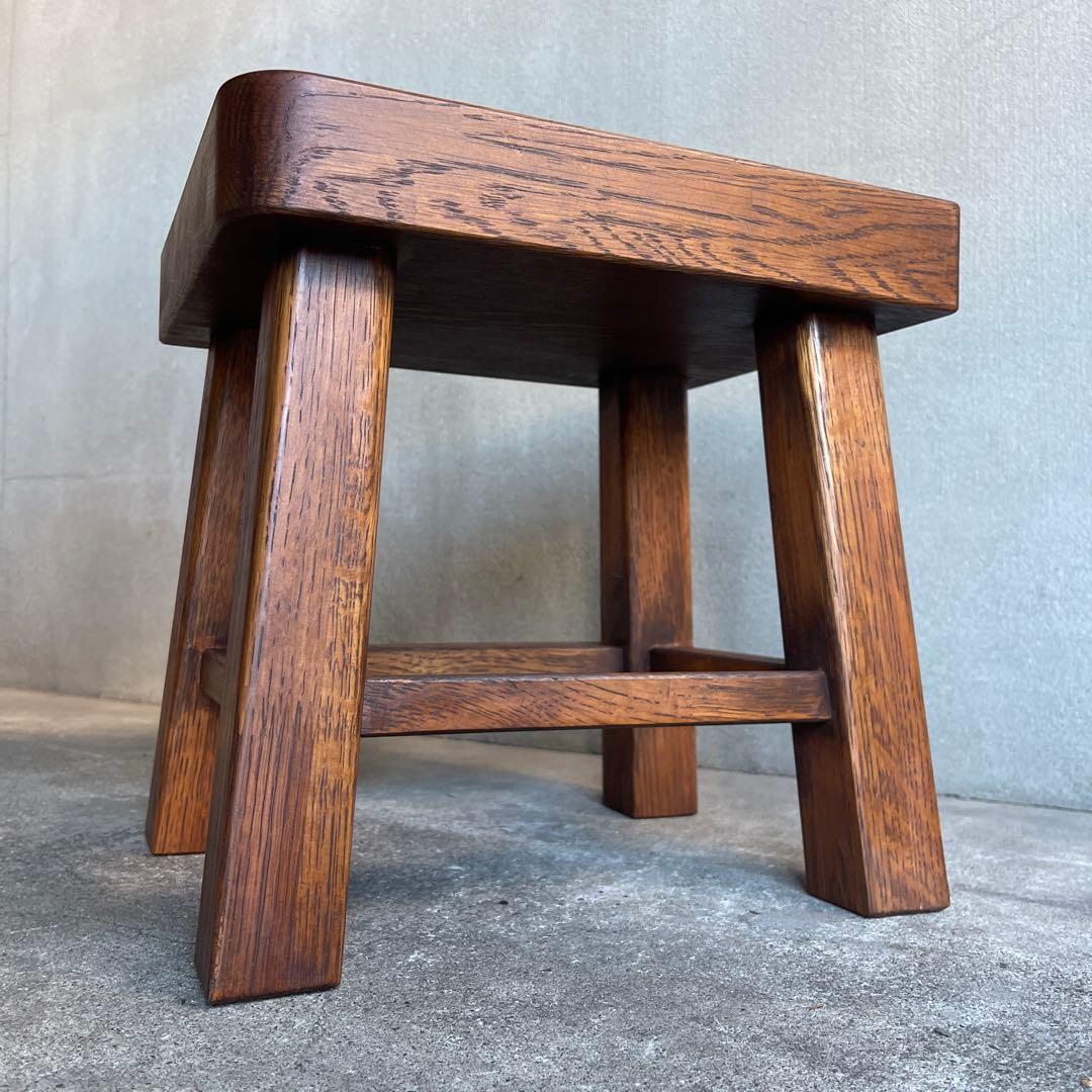 美品　イタリア　木製スツール　オーク材　子供椅子　花台　踏み台　ビンテージ