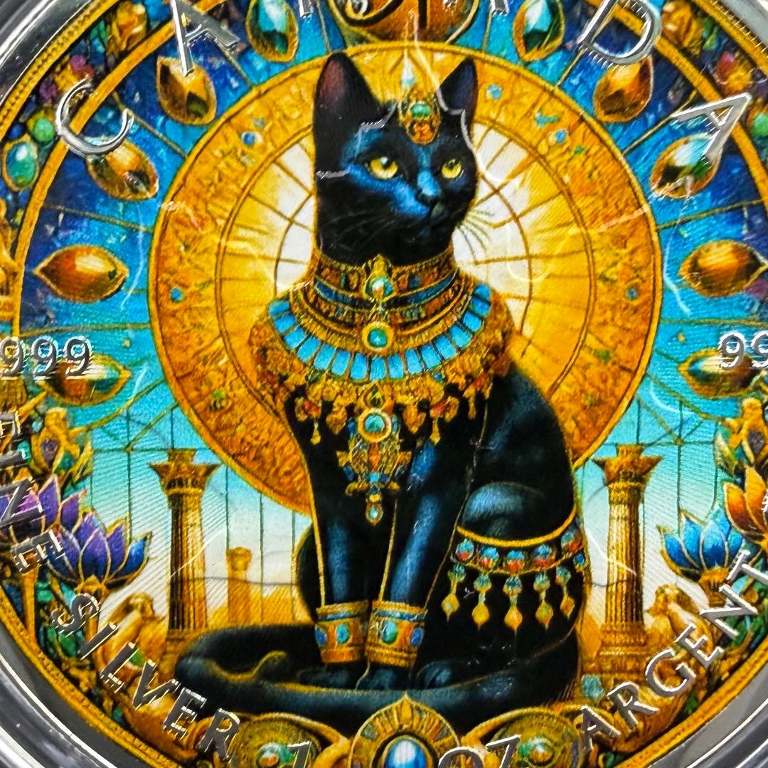 メイプルリーフ 銀貨 カラー 古代エジプト バステト 1オンス 1oz 純銀