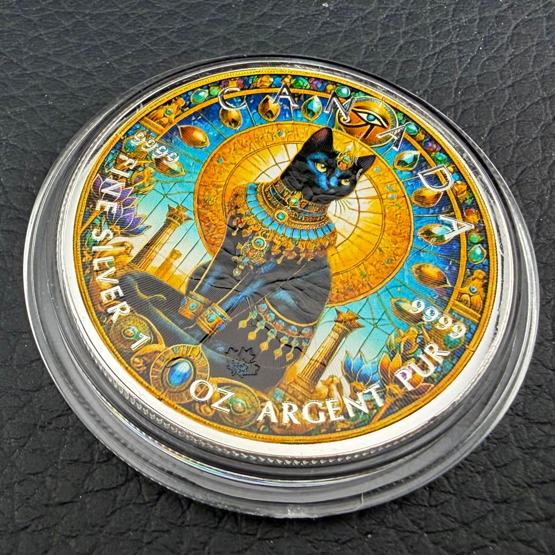 メイプルリーフ 銀貨 カラー 古代エジプト バステト 1オンス 1oz 純銀