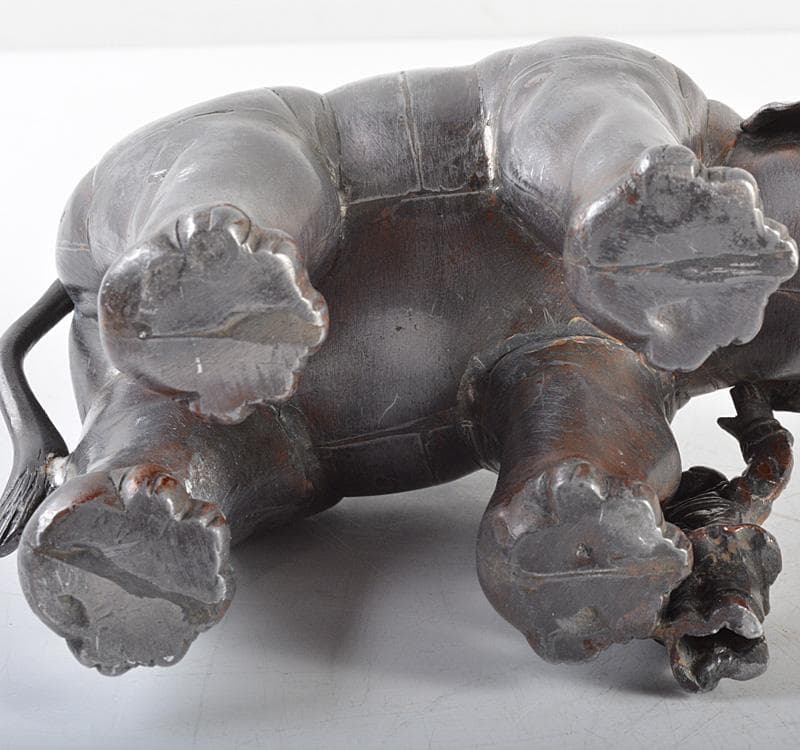 中国　あんちん製　象に唐子　置物　約1089g　M　R4775