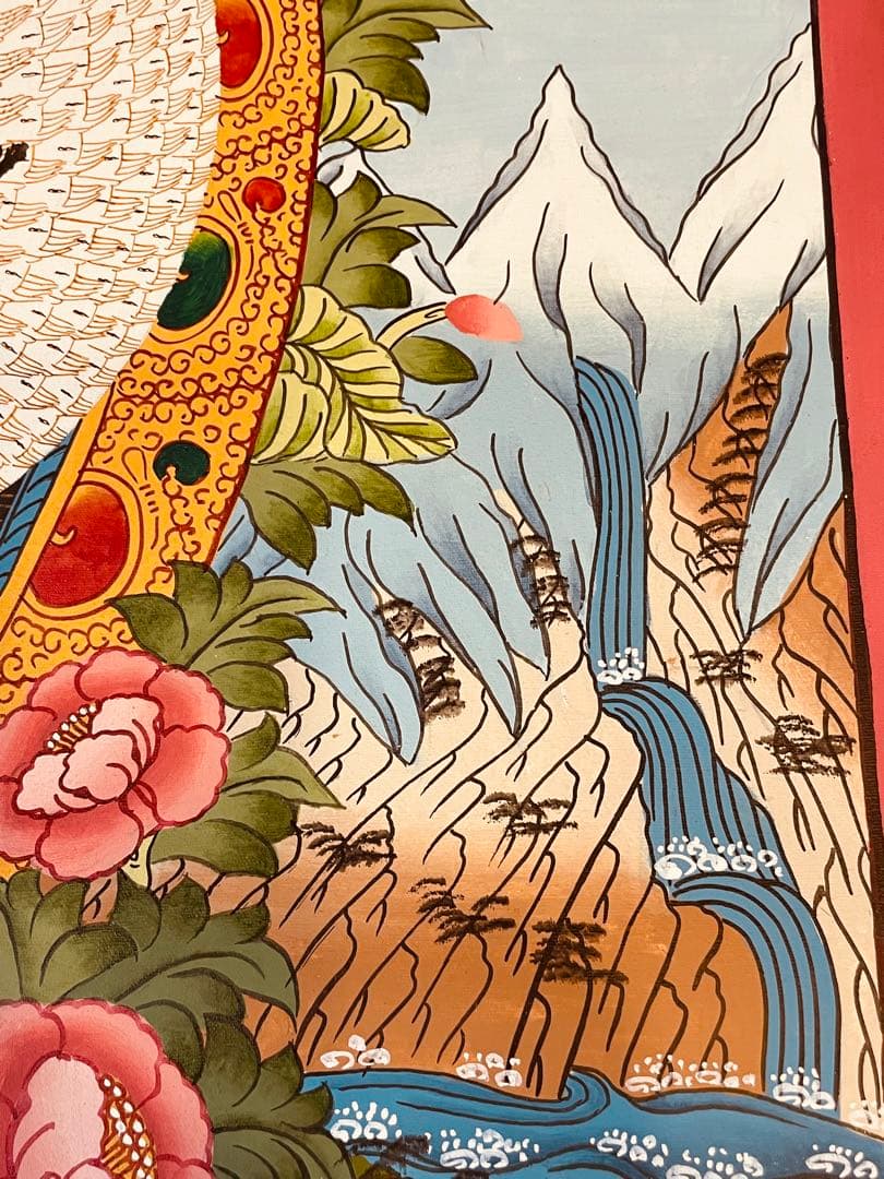 新品手描き 肉筆画 ロケショワー 十一面観音 タンカ 曼荼羅 チベット密教 仏画