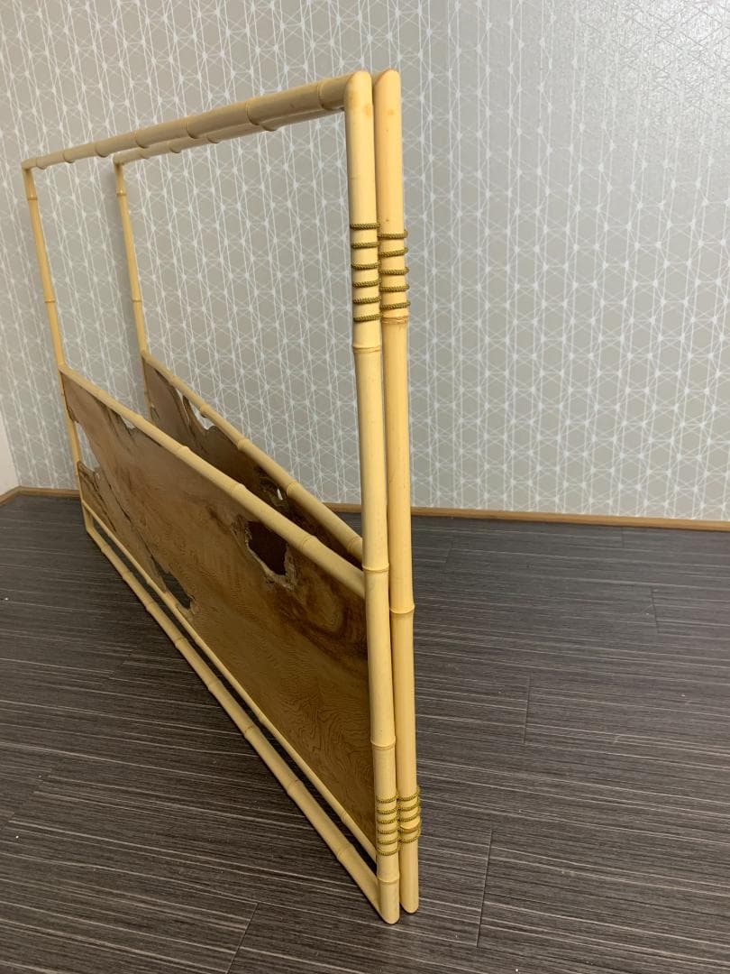 屋久杉 上透し 白竹縁 腰張 風炉先屏風 茶道具 460