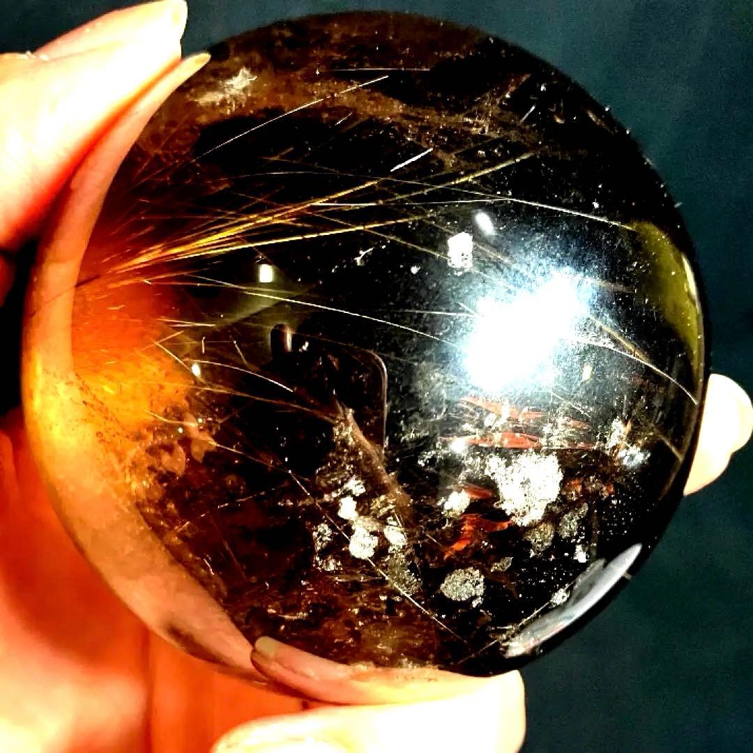 超特大　72mm ゴールドルチルクォーツ　金針水晶　パワーストーン