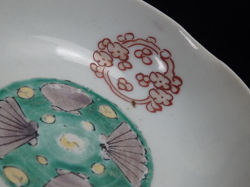 古伊万里　色絵　丸紋に貝の図　春寒鉢　膾皿　B129AS-DAz