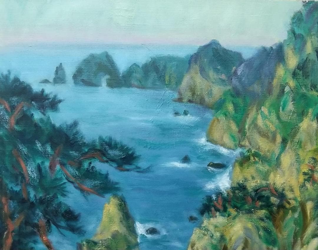 「陸中海岸北山崎」F10 油絵 油彩画 絵画 アート