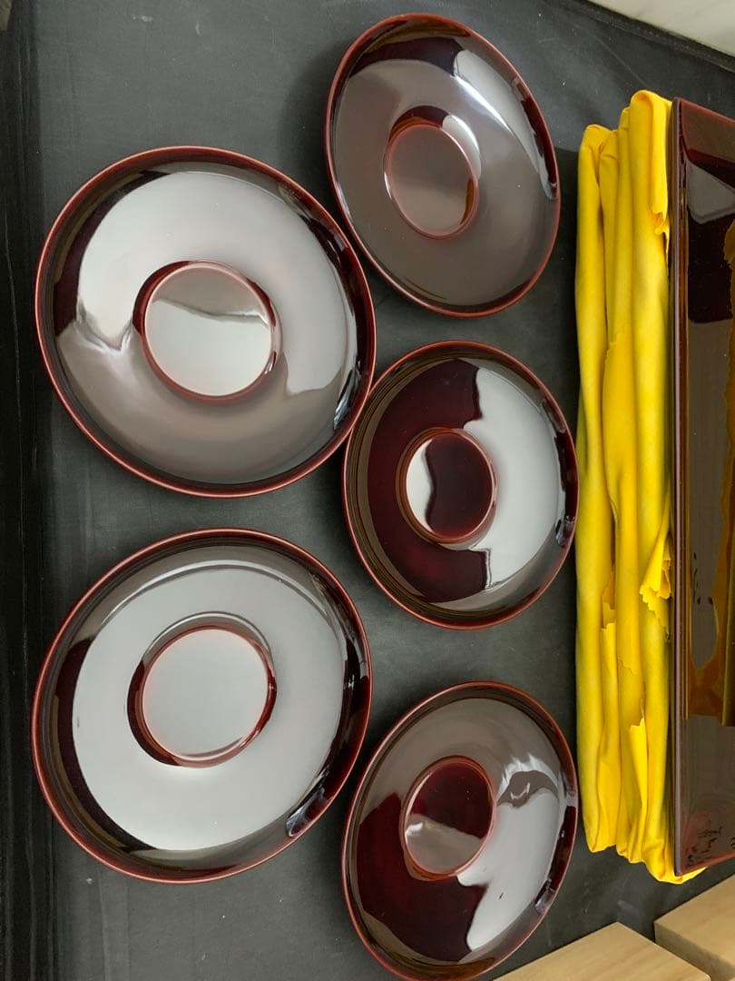 溜塗　輪島塗　慶塚茶托５客