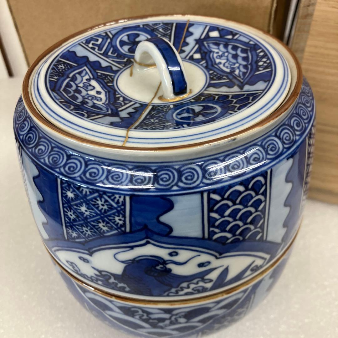 茶道具　水差　祥瑞　青絵水指　井上春￼峰　造(祥瑞写) NAB1