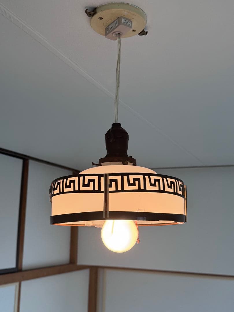 旧家 古民家アンティーク電傘 ソケット付き ミルクガラス ぼんぼり照明