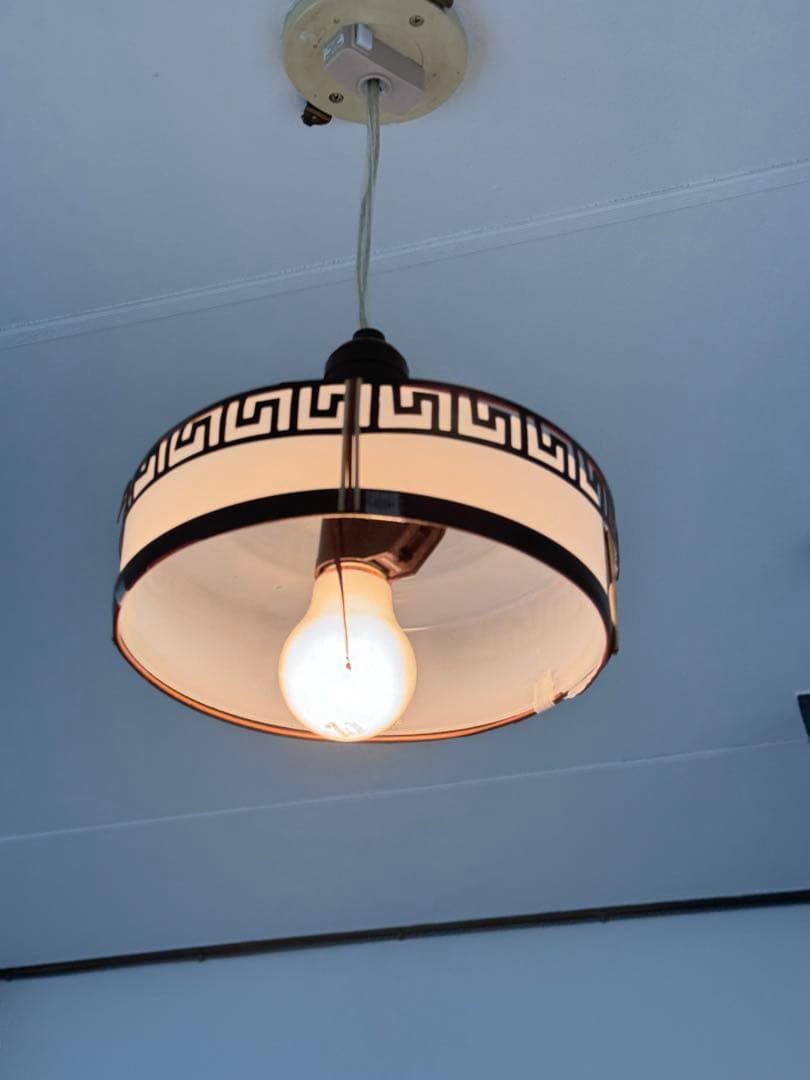 旧家 古民家アンティーク電傘 ソケット付き ミルクガラス ぼんぼり照明