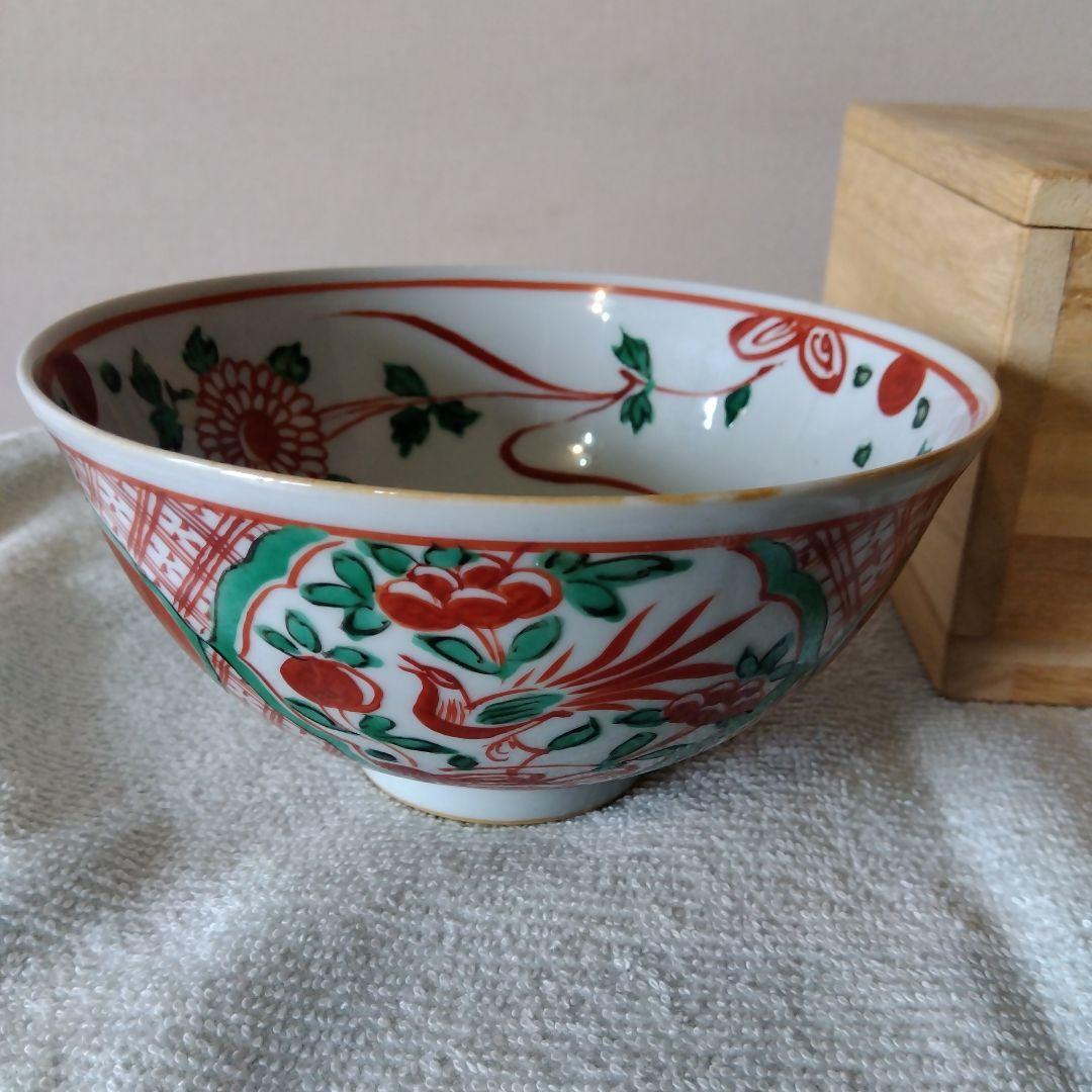 新*仏様 【井上　規】赤呉須花鳥　茶碗