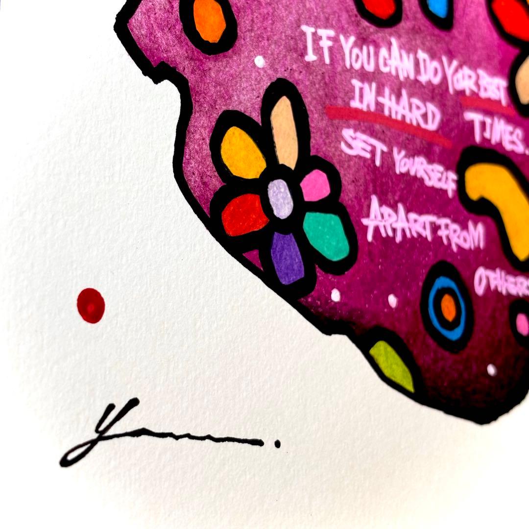 に*け様 「 逃げることをやめたフラミンゴ 」｜絵画 原画 抽象画 動物画 ドロ
