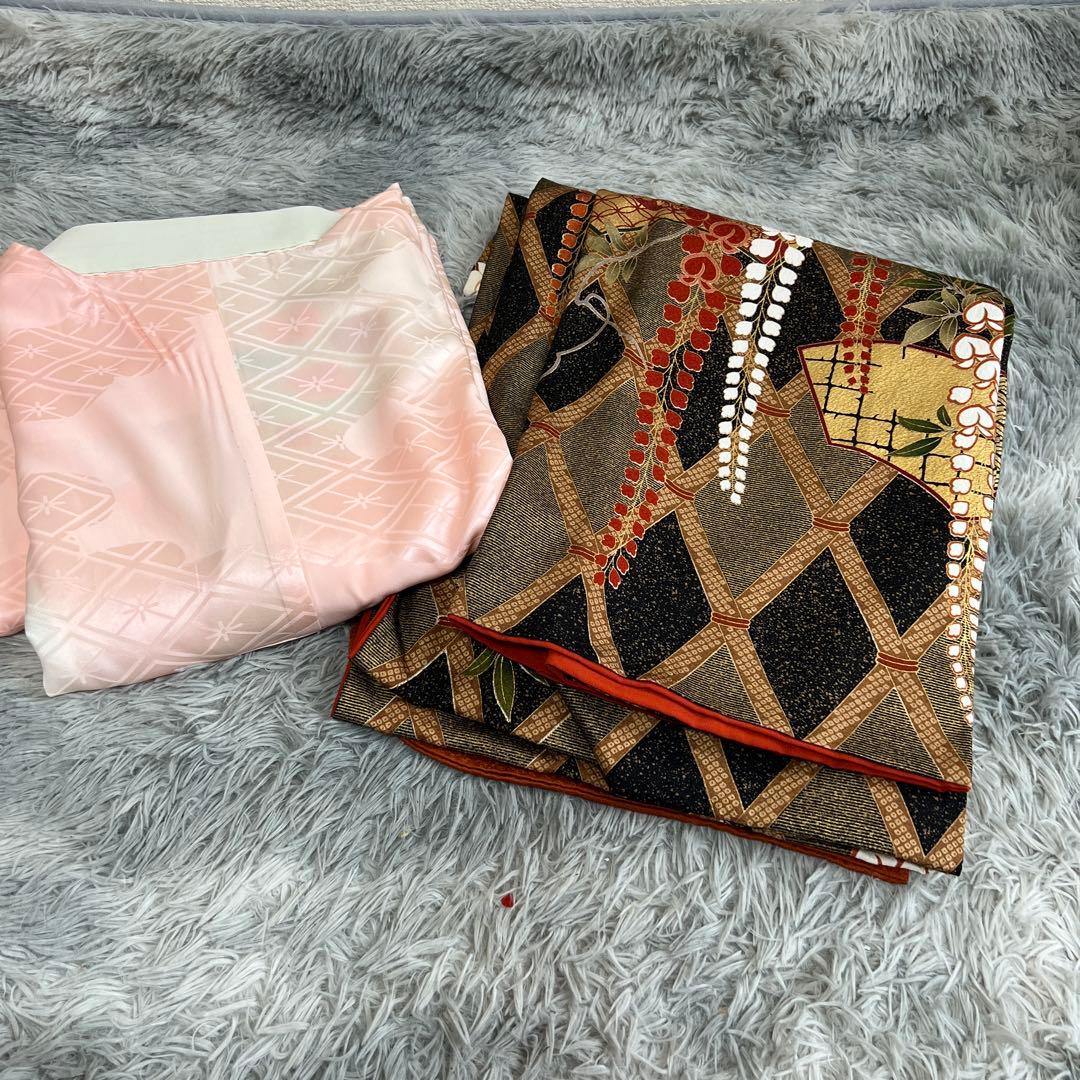 振袖　成人式　藤文様　美品　長襦袢セット