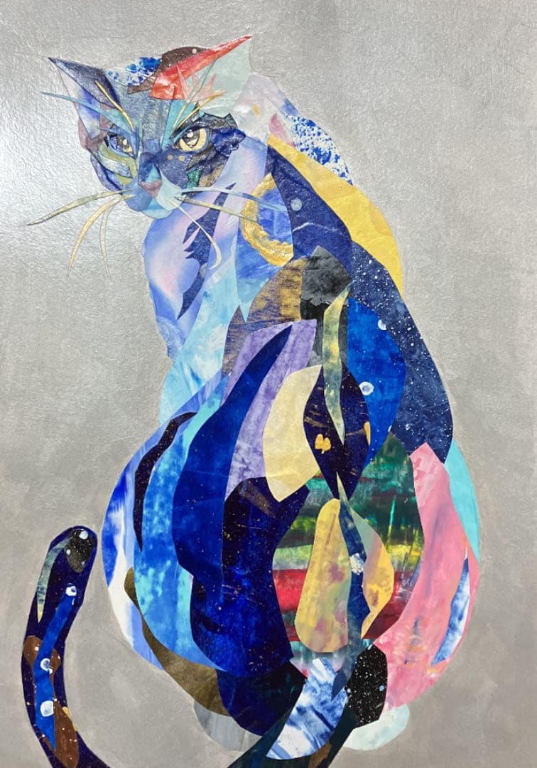 コラージュ猫　絵画　イラスト　ドローイング