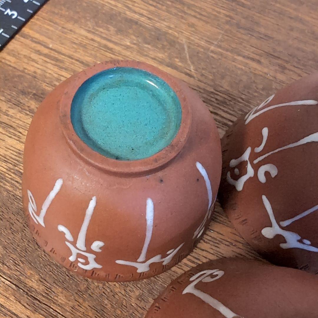 中国古玩　朱泥 盃 3点　煎茶器　骨董　宣興　茶道具　茶器　均窯　古陶磁