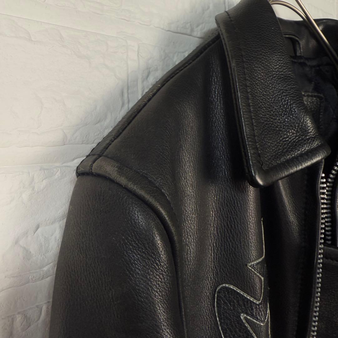 【羽刺繍】 DEGNER ライダース レザー ジャケット 本革 可愛い