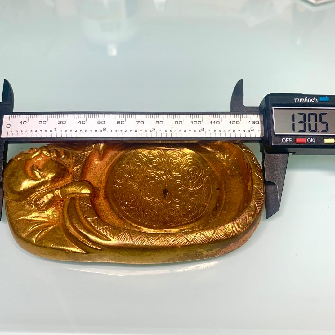 硯　鎏金硯 時代物　書道　文房具　インテリアに　飾り　量目688グラム