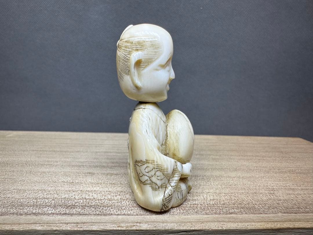 根付　希少品　滑稽　頭は回転可能　古美術品　 置物　細密細工　骨董