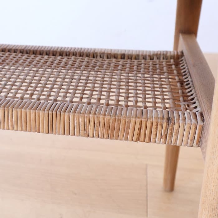 アンティーク サイドテーブル カエデ 天板 無垢材 レトロ 木製 ラタン