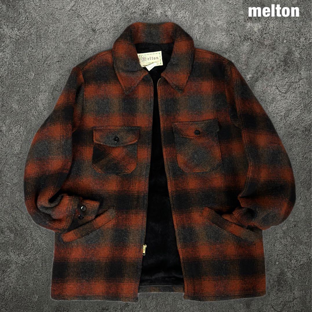 melton 70s ビンテージ USA製 オンブレ チェック ウールジャケット
