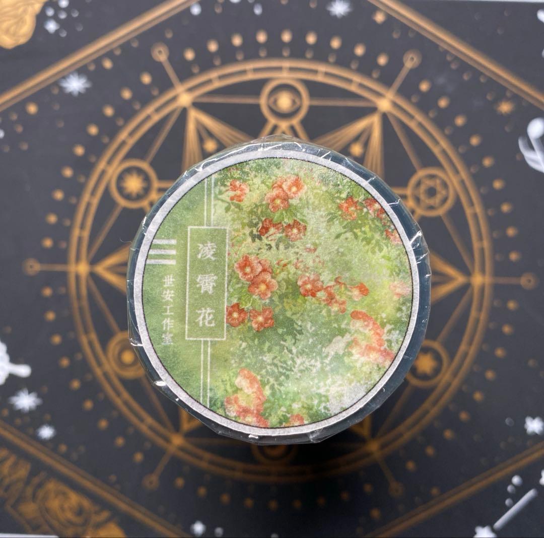 【9343】海外　マステ　5m巻　PETマスキングテープ　お花　植物　背景系