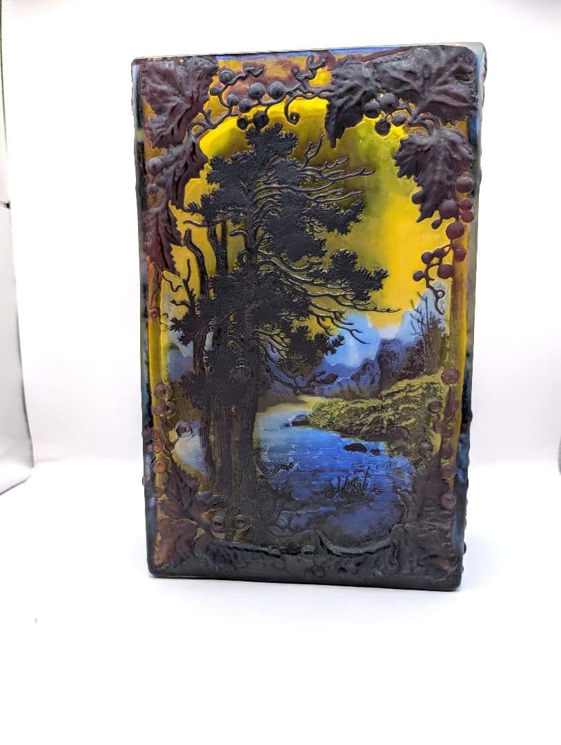 ガレ復刻品 カメオ彫り ガラス工芸品
