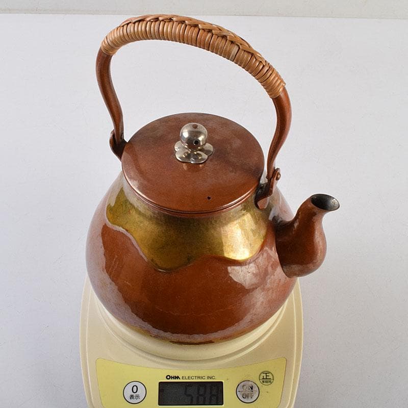 煎茶道具　銅製　銀摘　湯沸　水注　時代箱　U　R9474H