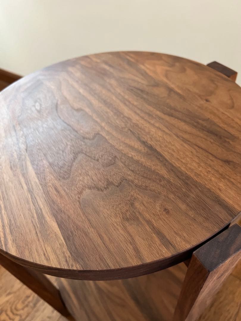 マスターウォール　ウォールナット　円形 2段サイドテーブル