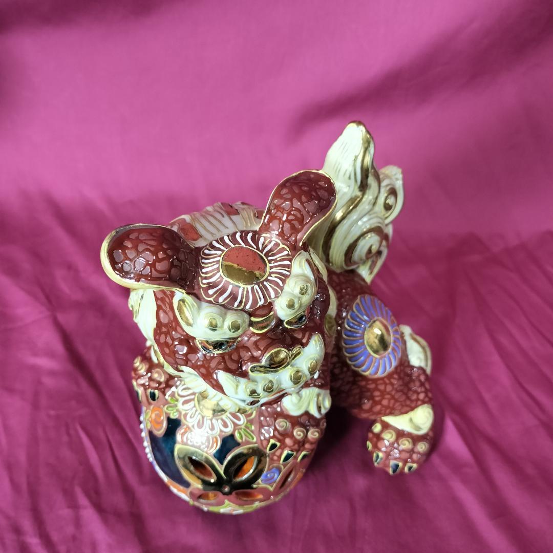 九谷焼　夫婦獅子 対獅子