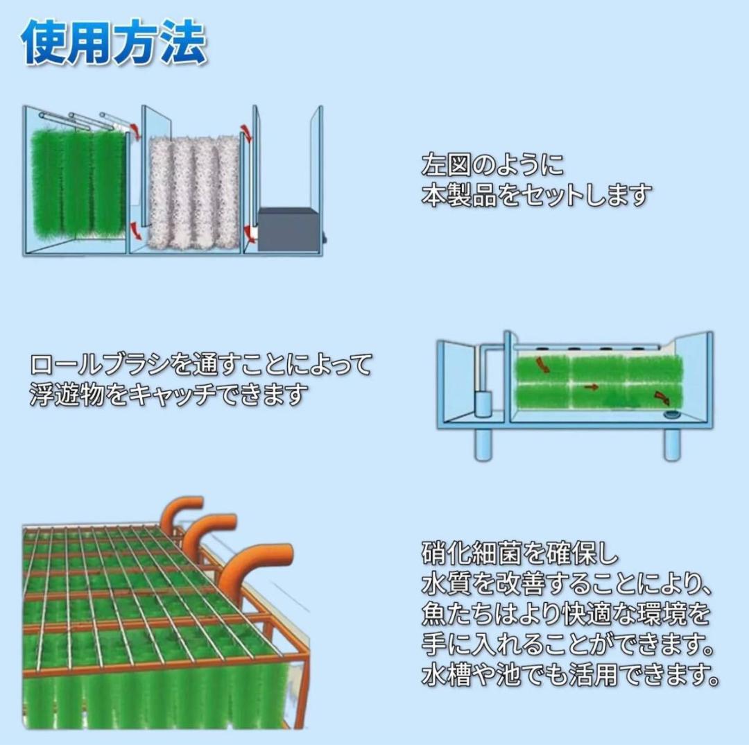 50本セット ロールフィルター ロールブラシ ろ材 グリーン 緑 110cm