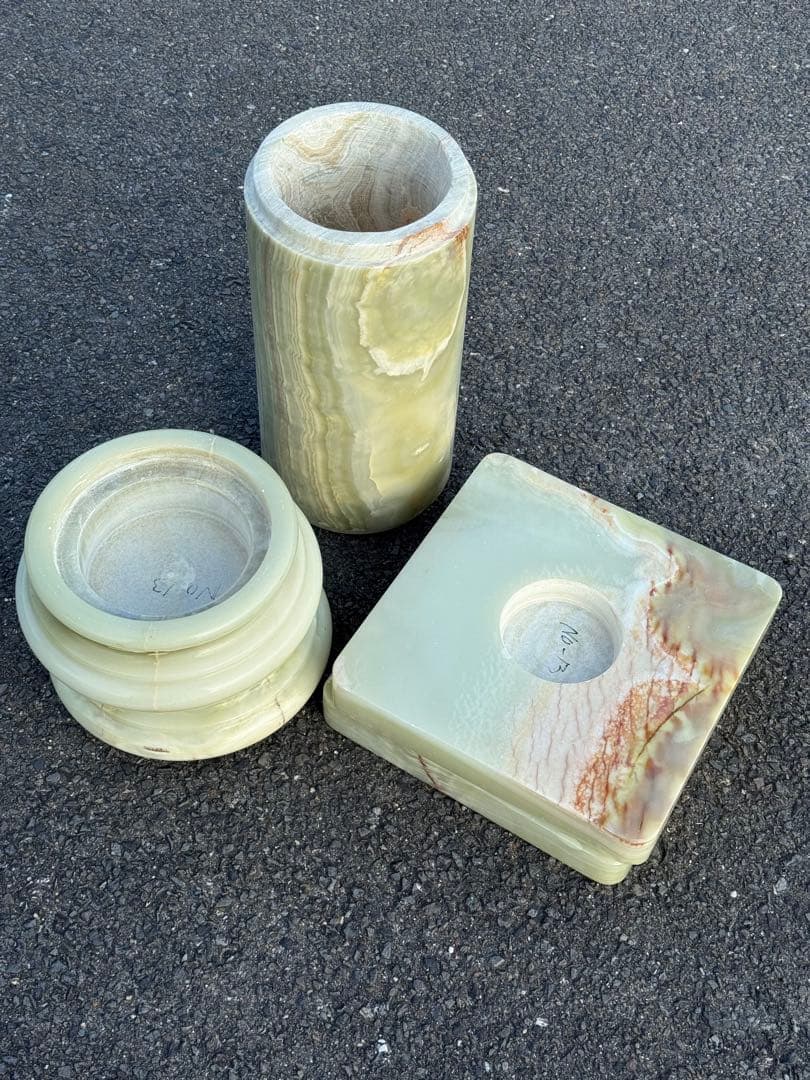 ②高73cm♪ 天然石 大理石 グリーンオニキス 飾り台 オブジェ