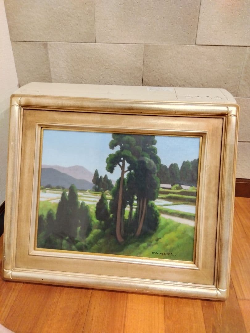 油絵　春の杉