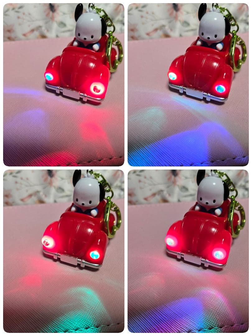 ★カスタムLEDライト付　くるま型 ライトキーホルダー ★ポチャッコ