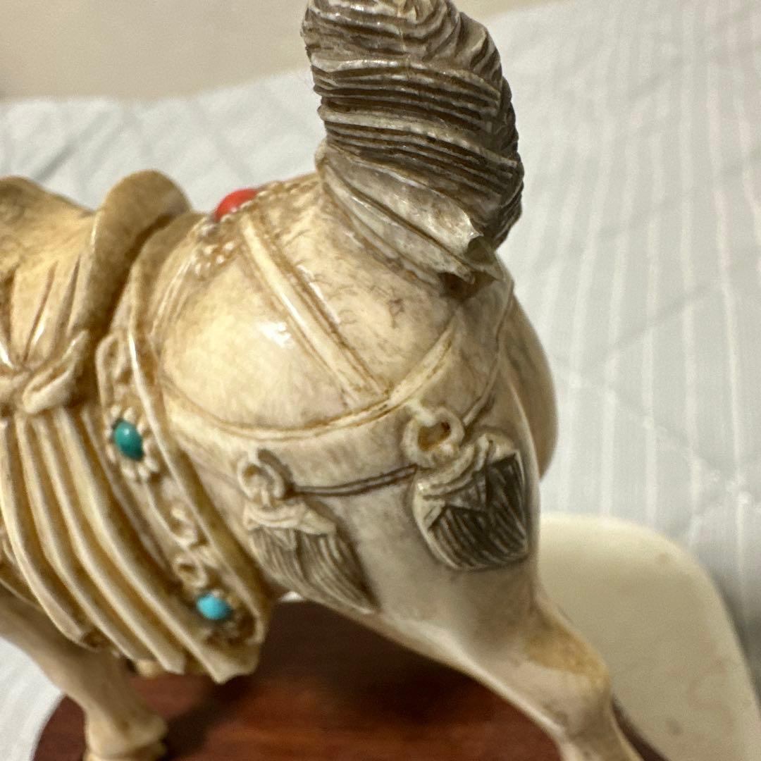 美品　馬　緑松石象嵌　装飾細密彫刻　縁起物　置物　時代物　古玩骨董品アンティーク