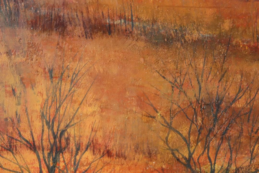 真作保証 西井義晃 「赤い風景」 油彩20号 自由美術協会会員