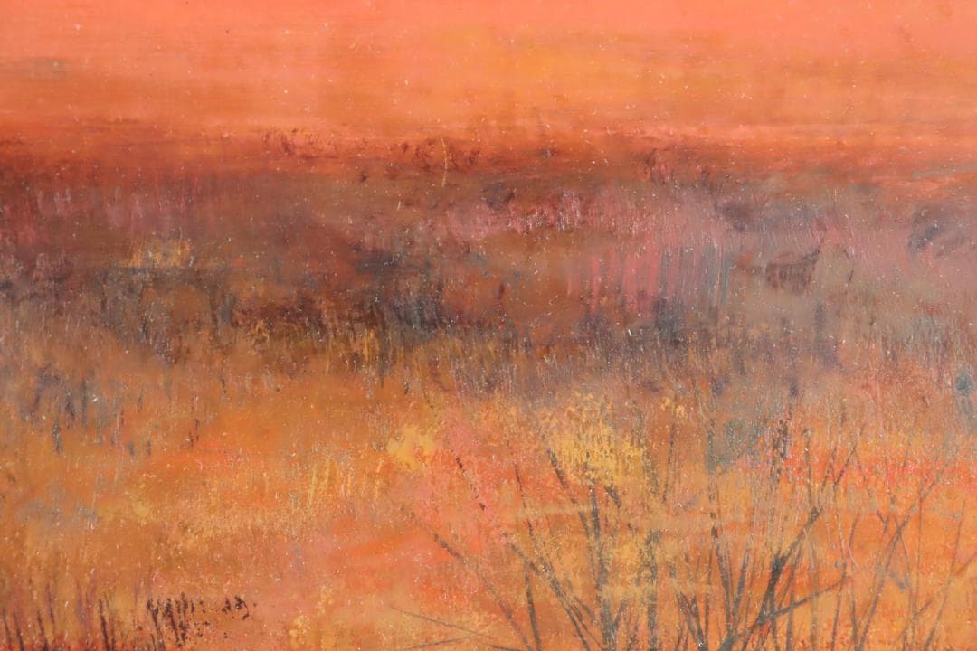 真作保証 西井義晃 「赤い風景」 油彩20号 自由美術協会会員