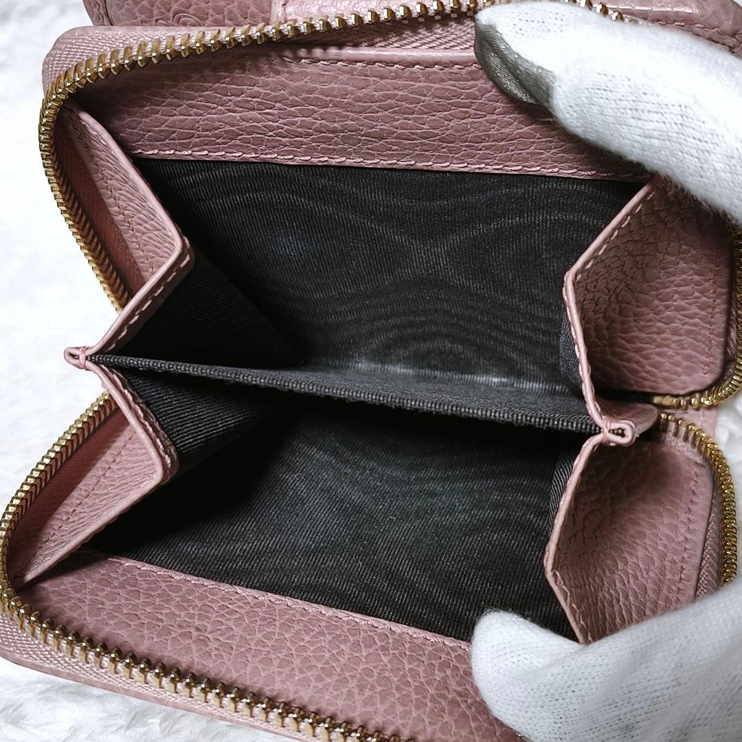 極美品✨ GUCCI GGキャンバス 二つ折り財布 ラウンドジップ ピンク