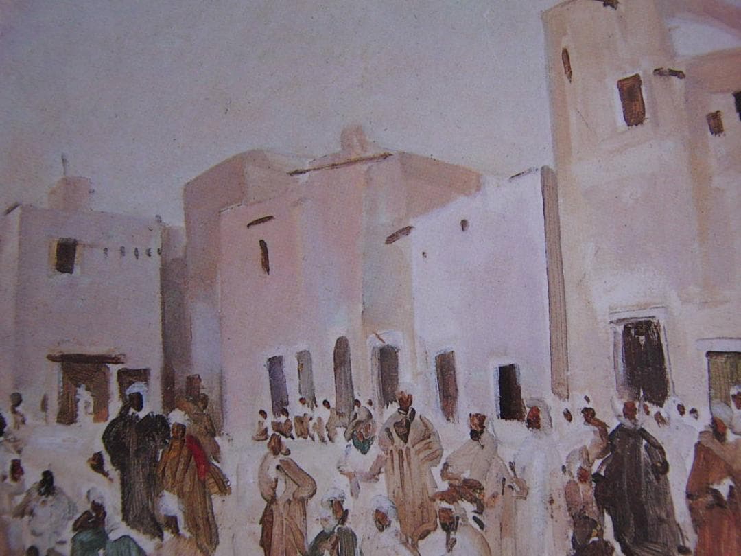 藤田嗣治、「Le Souk」、希少画集の額装画、人気作品、オーダーマット付