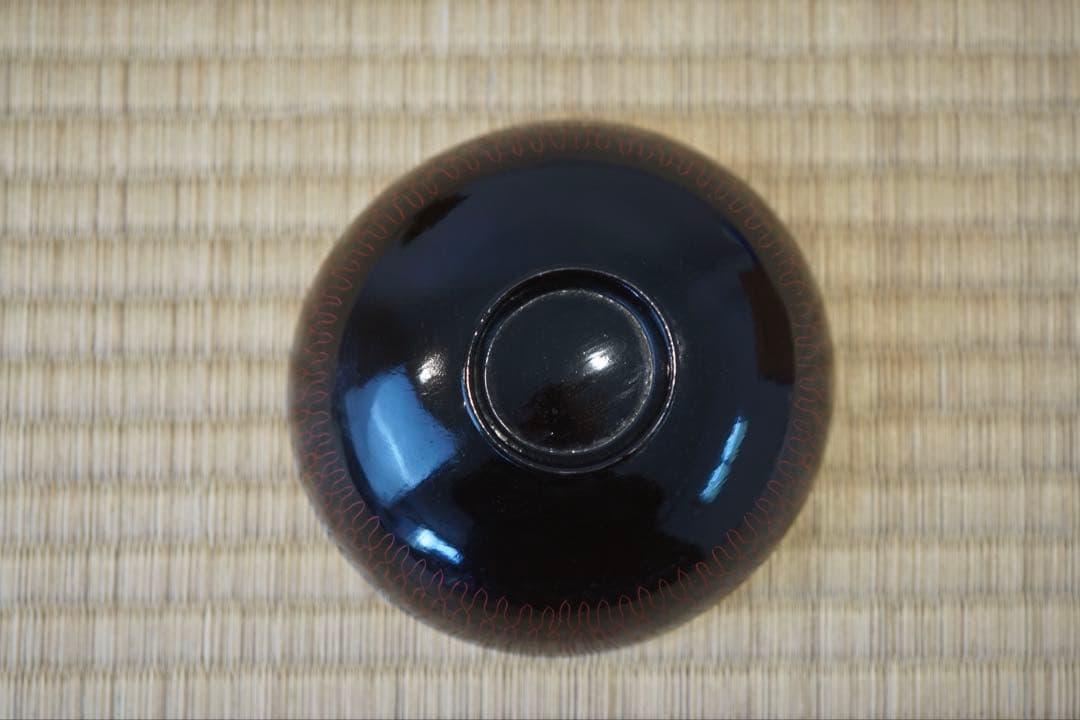江戸後期 京蒔絵 猟師図蒔絵 波千鳥文 黒漆 吸物椀 2客/ 木製漆器 茶懐石