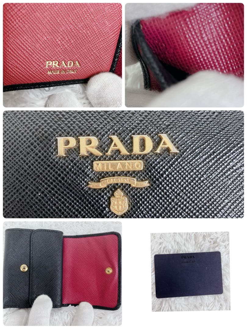 asm ✨PRADA 三つ折り財布 サフィアーノ レザー バイカラー